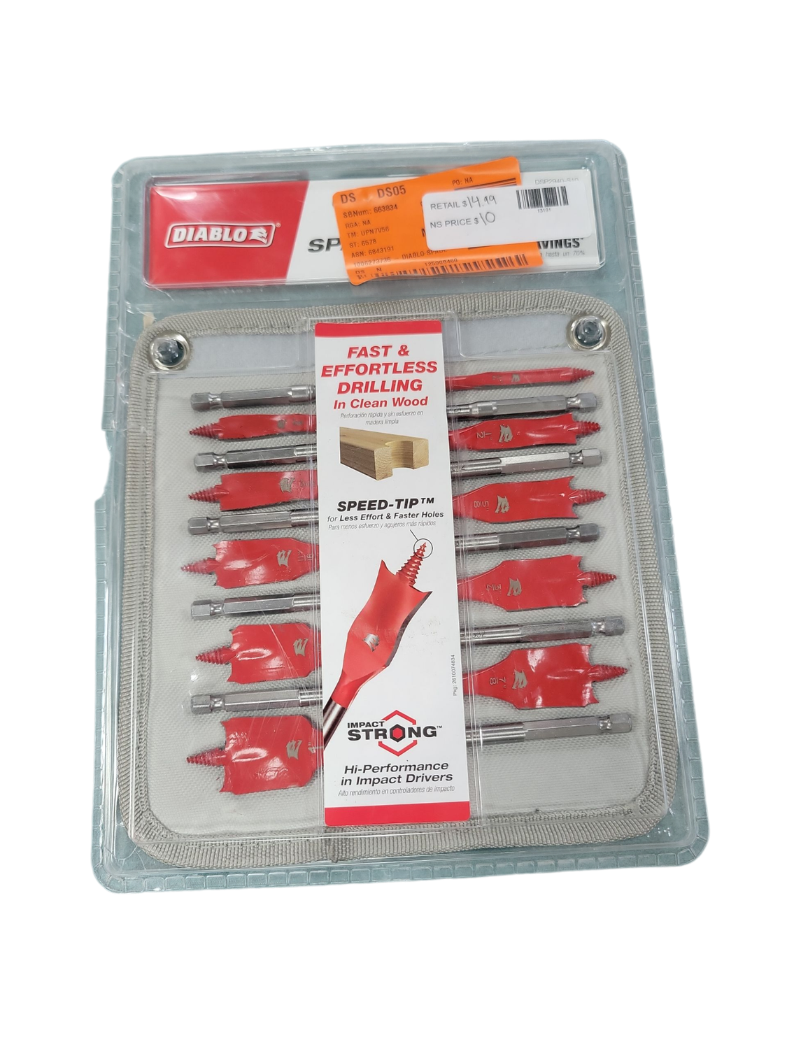 DIABLO SPEEDemon High Speed Steel Spade Bit Set with Pouch (10-Piece) DSP2940-S10
