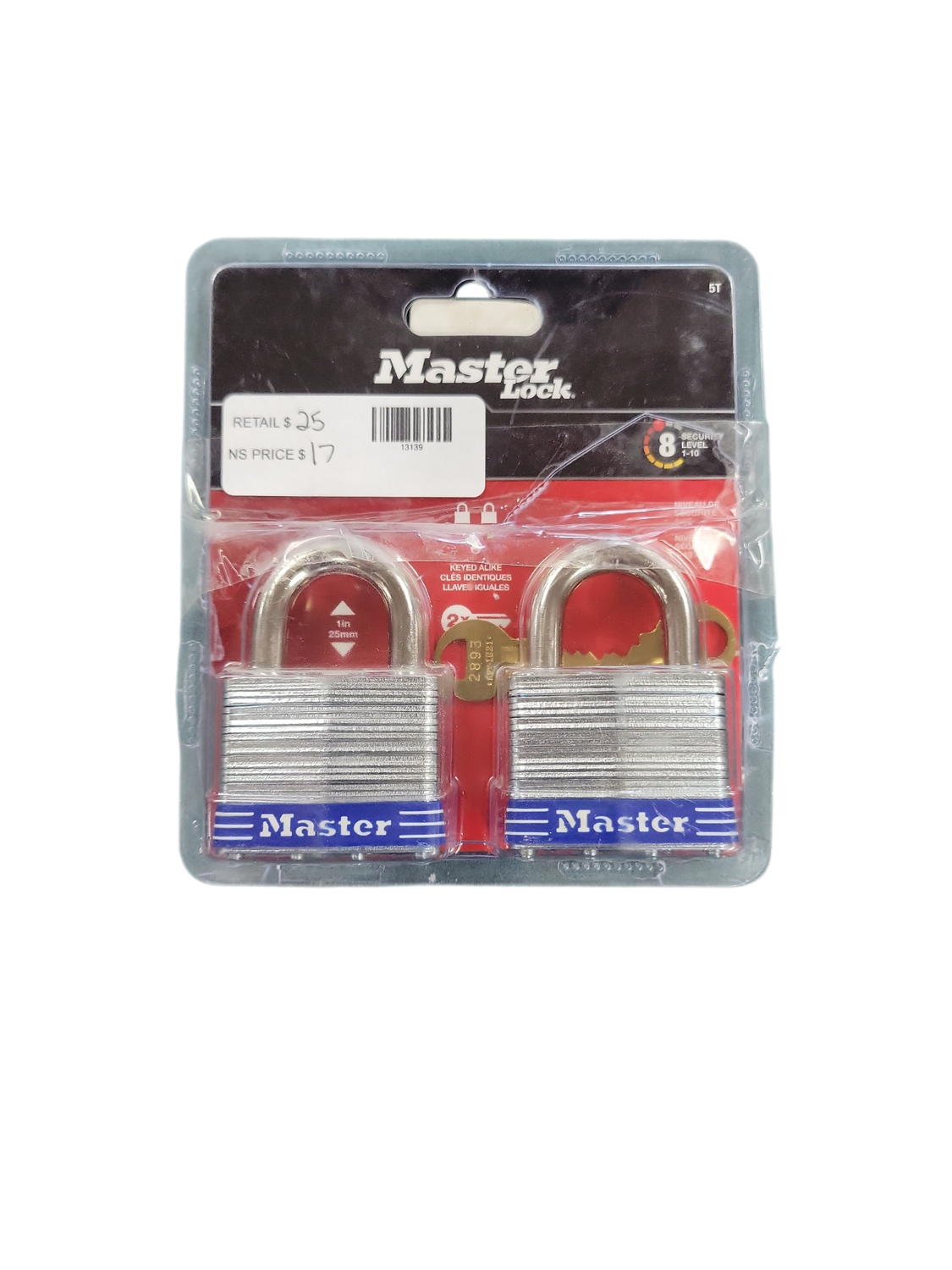 Master Lock Outdoor Padlock with Key, 2 in. Wide, 2 Pack 5THCHD .