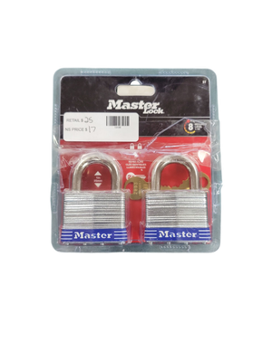 Master Lock Outdoor Padlock with Key, 2 in. Wide, 2 Pack 5THCHD .