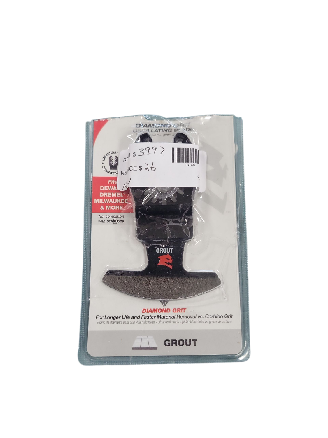 DIABLO Universal Fit Diamond Grit Oscillating Tool Blade for Grout DOU16DGX