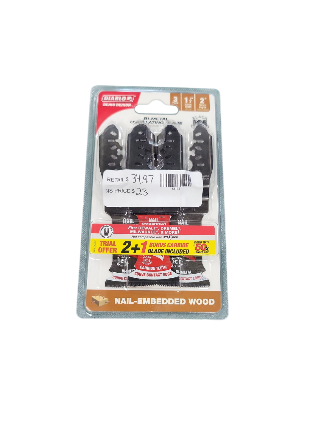 DIABLO 1-1/4 in. Demo Demon Universal Fit Bi-Metal Oscillating Tool Blades for Nail-Embedded Wood DOU125BW3