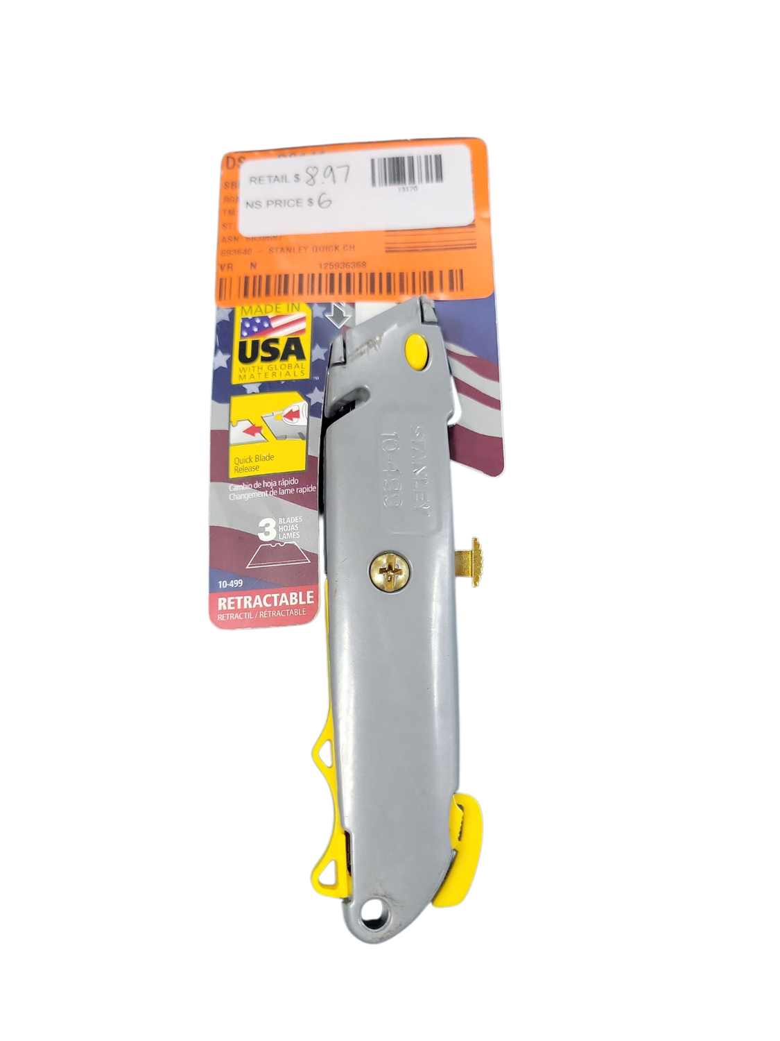 Quick-Change Retractable Blade Utility Knives Knife with Blades Included (3-Piece) 10-499
