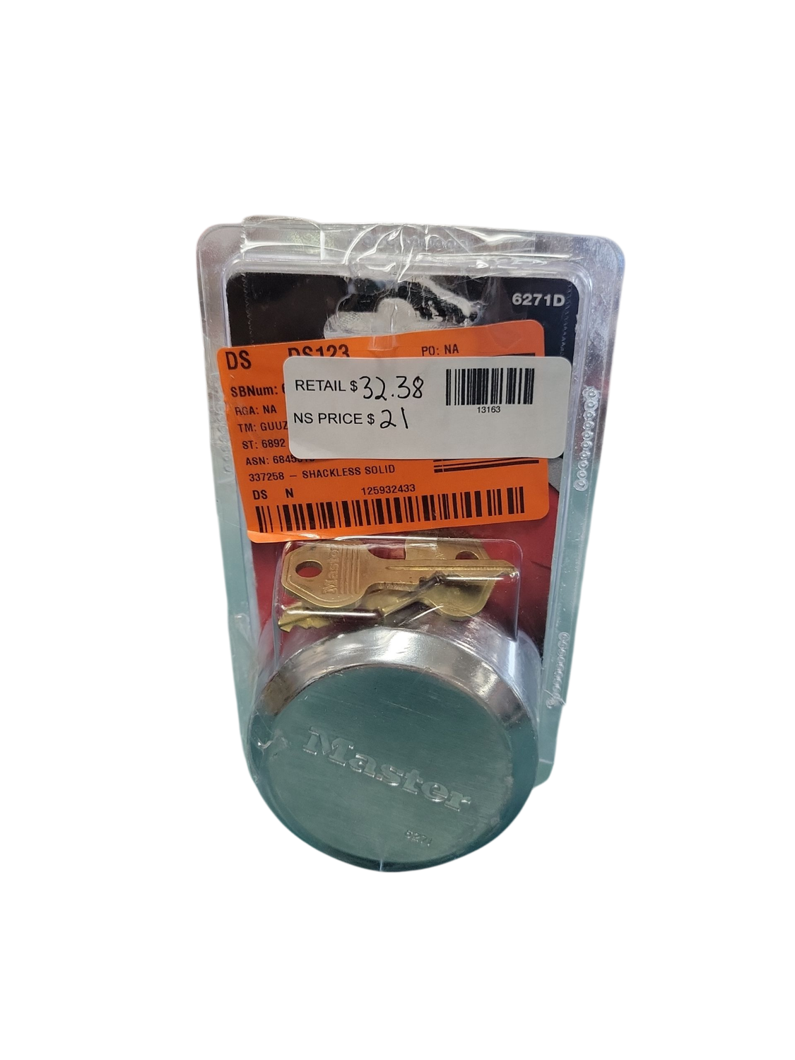 Master Lock Heavy Duty Outdoor Padlock with Key, Hidden Shackle 6271DCC .