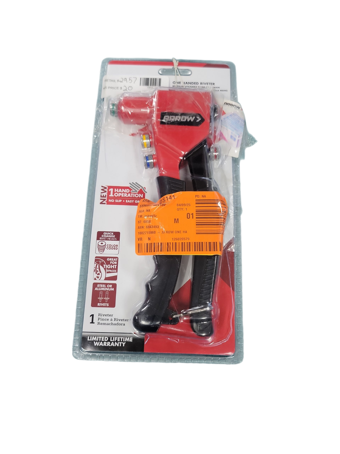 Arrow One Hand Rivet Tool RT187M    .