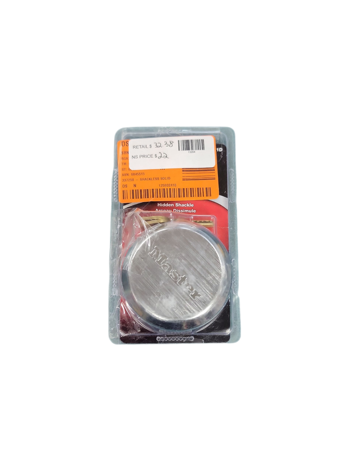 Master Lock Heavy Duty Outdoor Padlock with Key, Hidden Shackle 6271DCC  .