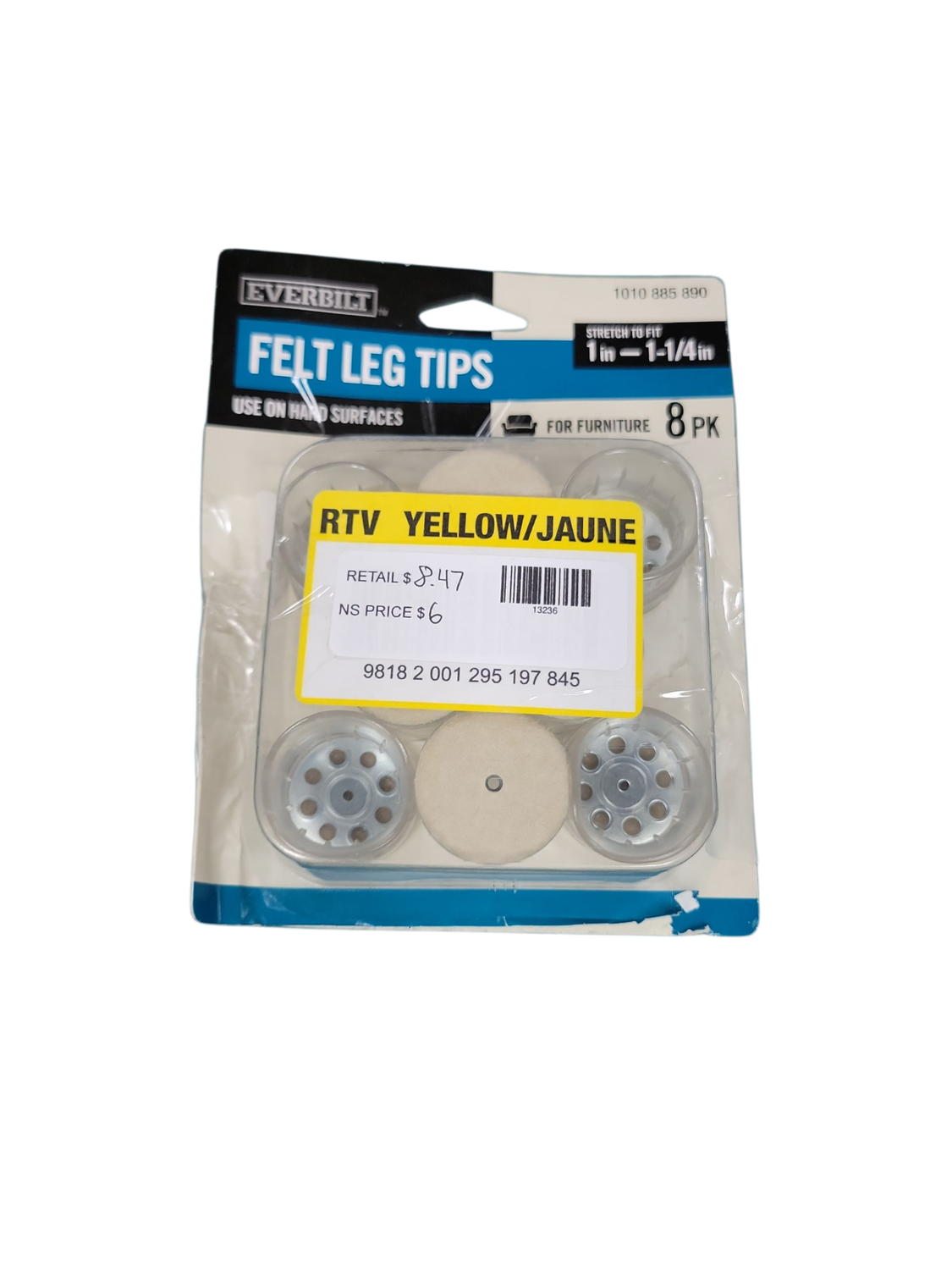 Everbilt 1 in. Clear Round Felt Leg Tip (8-Pack) 41-H1017