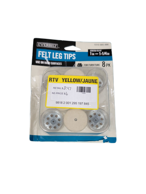 Everbilt 1 in. Clear Round Felt Leg Tip (8-Pack) 41-H1017