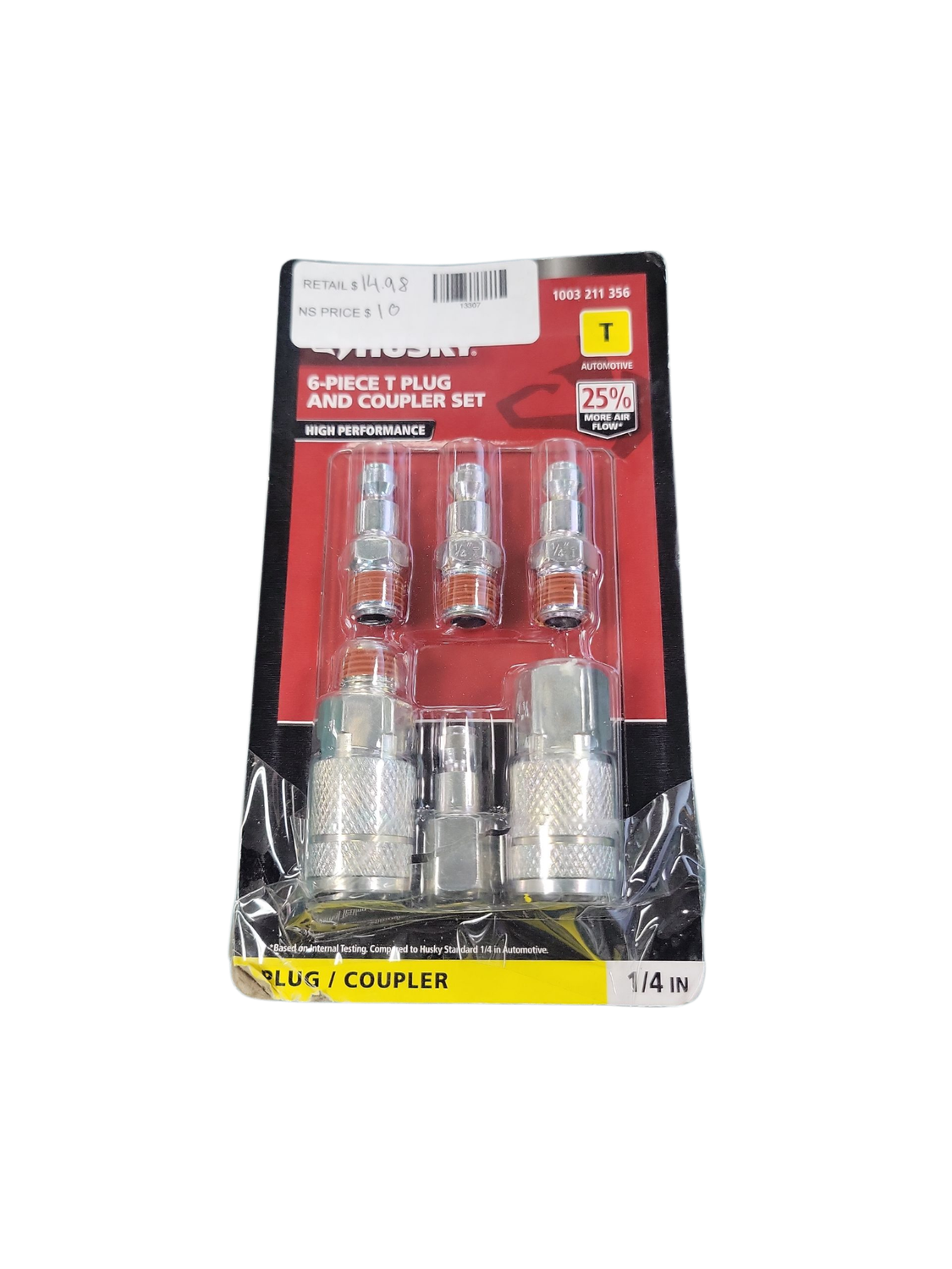 Husky 1/4 in. T-Coupler Plug with Increased Flow (6-Piece) HDA22600