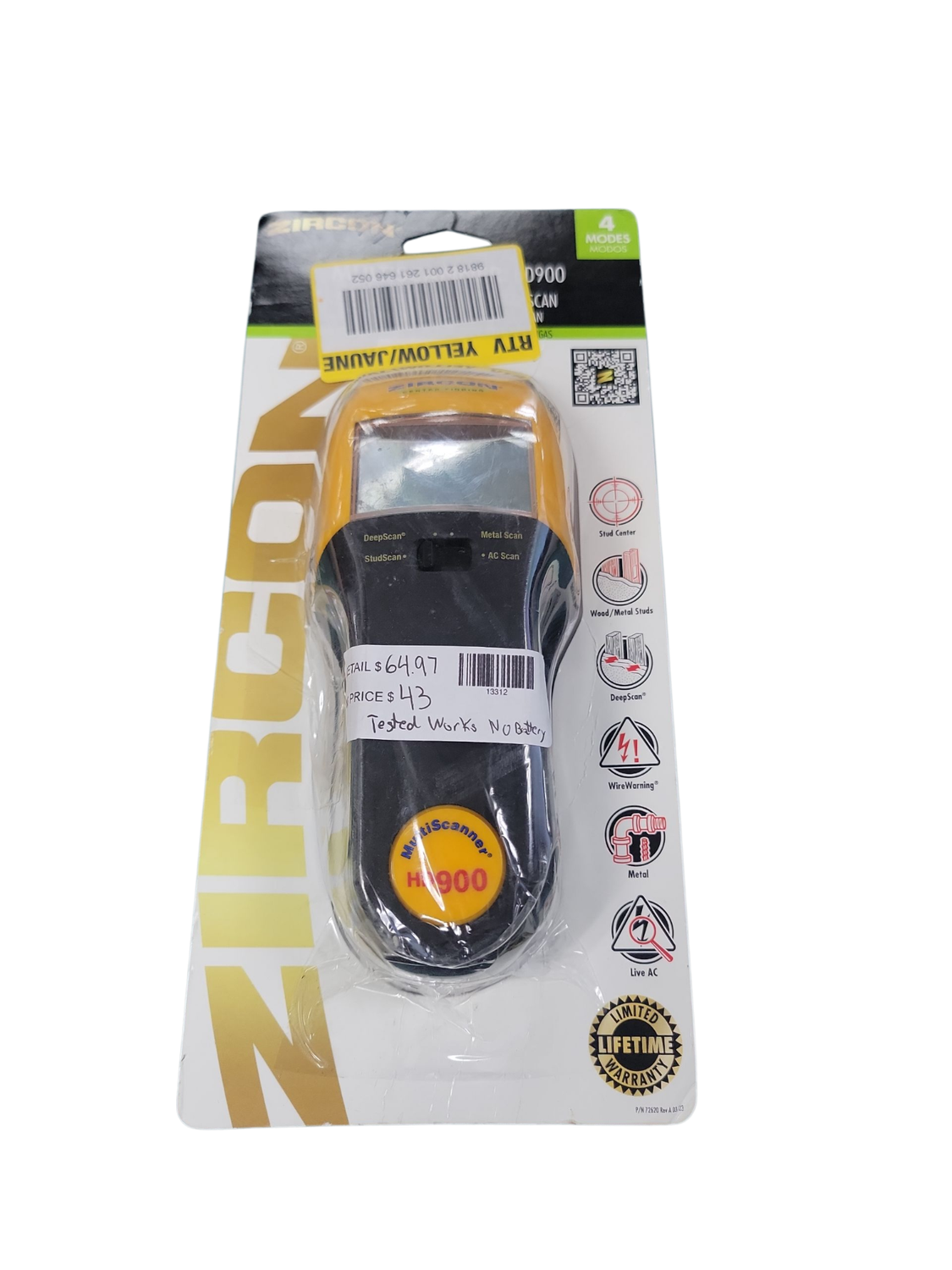 Zircon MultiScanner HD900 3 in. Multifunction Stud Finder 66232  .
