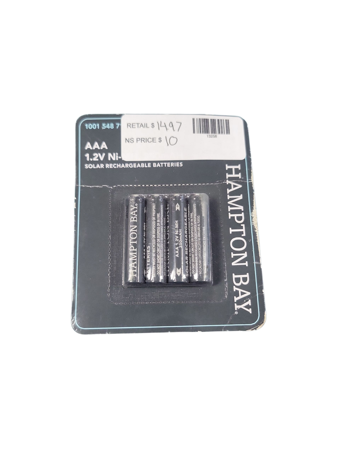 Hampton Bay Nickel-Metal Hydride 350mAh Solar Rechargeable AAA Batteries (4-Pack) B-350-NIMH
