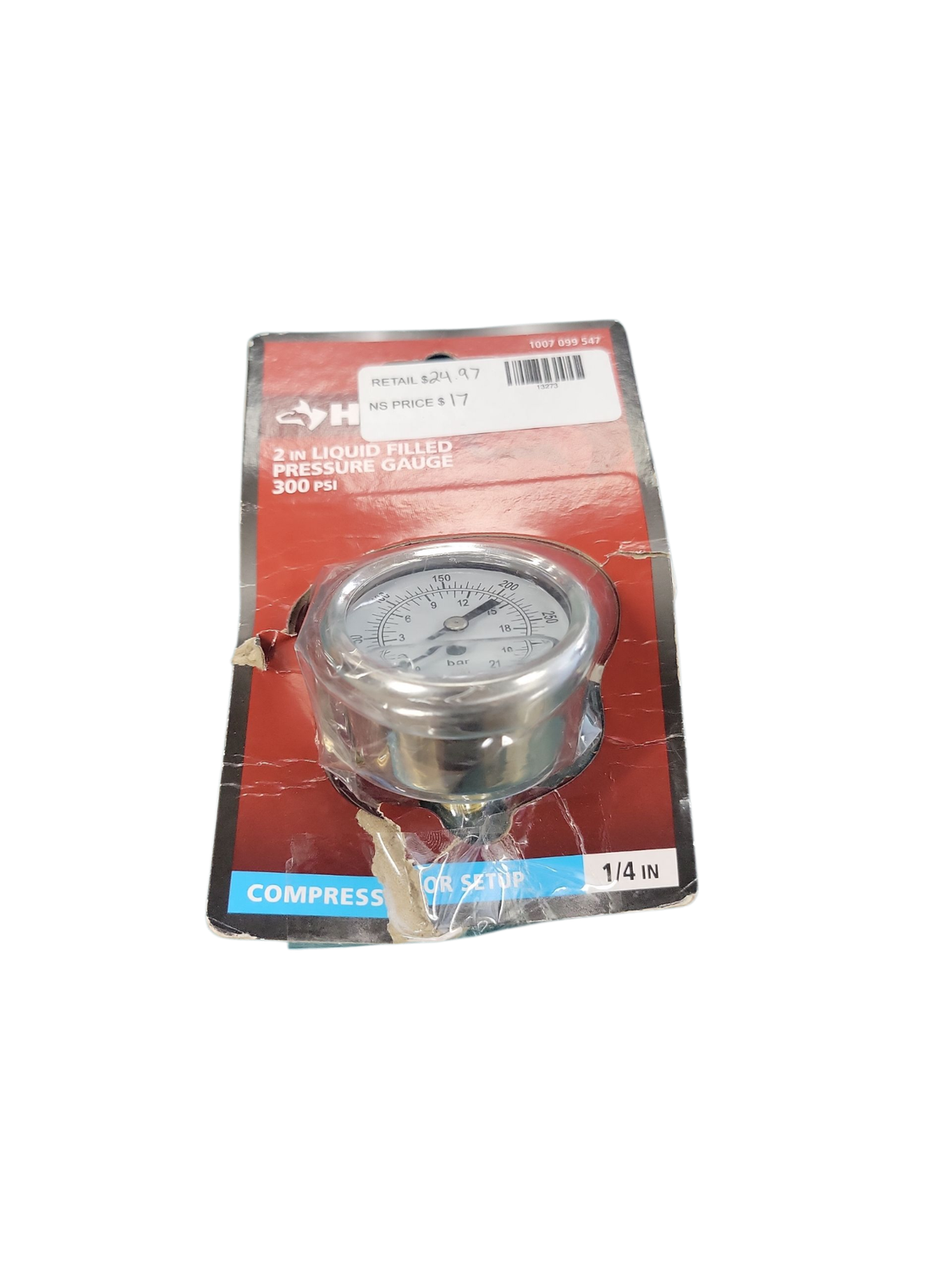 Husky 2 in. Liquid Filled Pressure Gauge with 1/4 in. NPT Back Mount 032-0061H