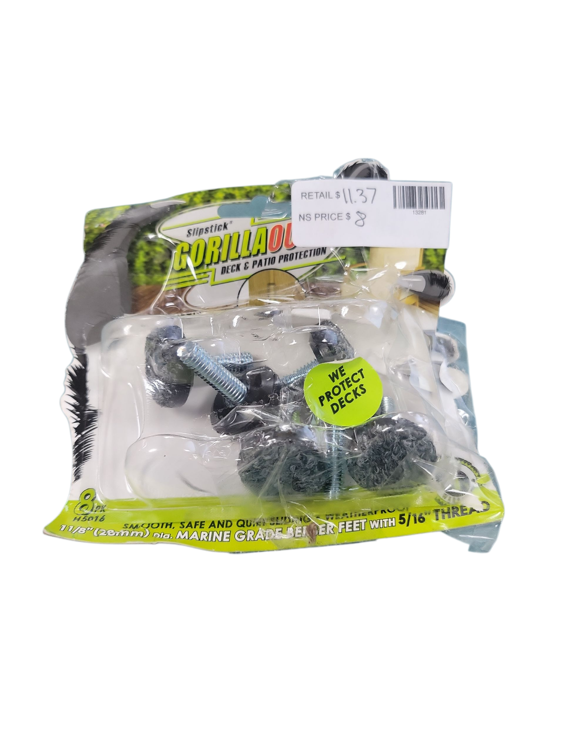 Gorilla Floor Protection Gorilla Outdoor Threaded Berber Pads Chair Glide 5/16 H5016