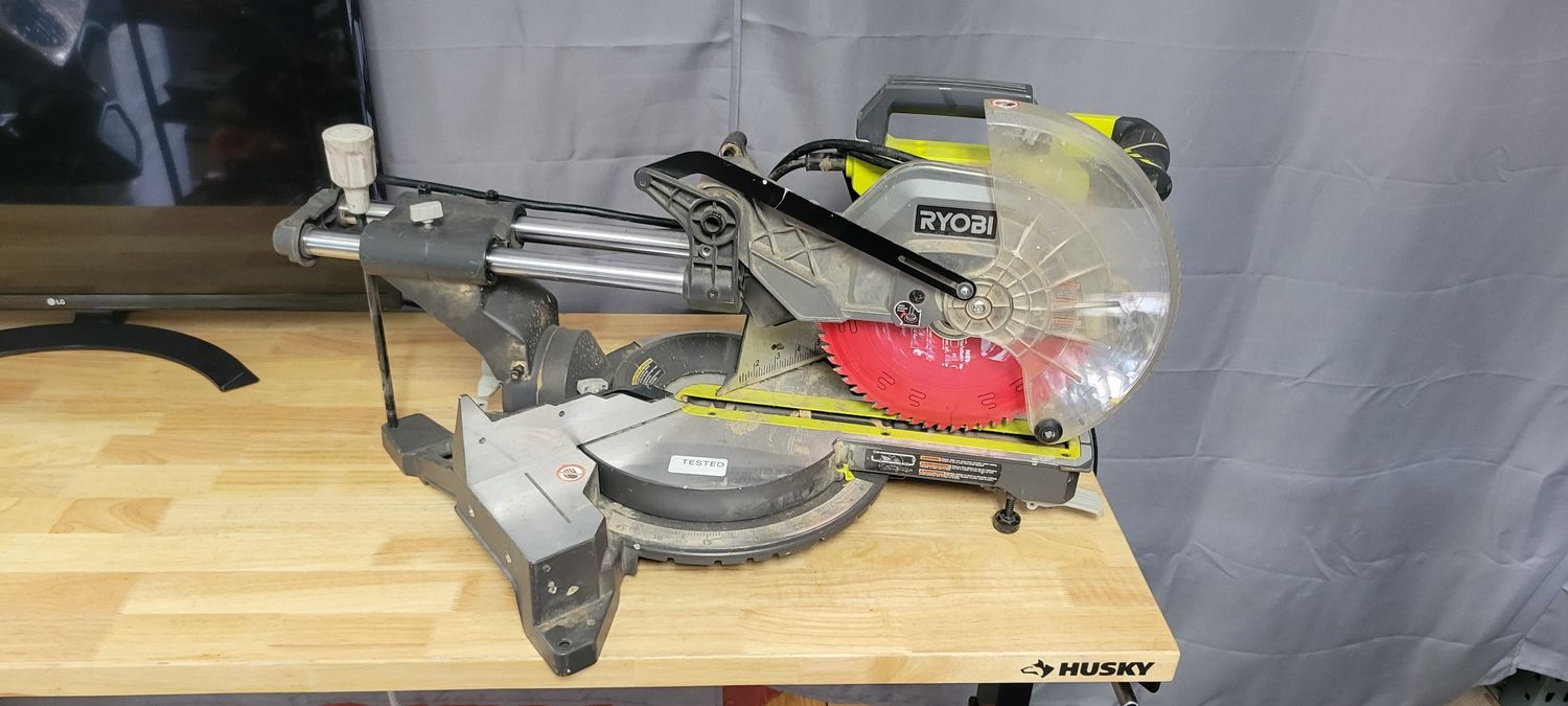 RYOBI 15 Amp 10 in. Corded Sliding Compound Miter Saw with LED Cutline Indicator TSS103 .
