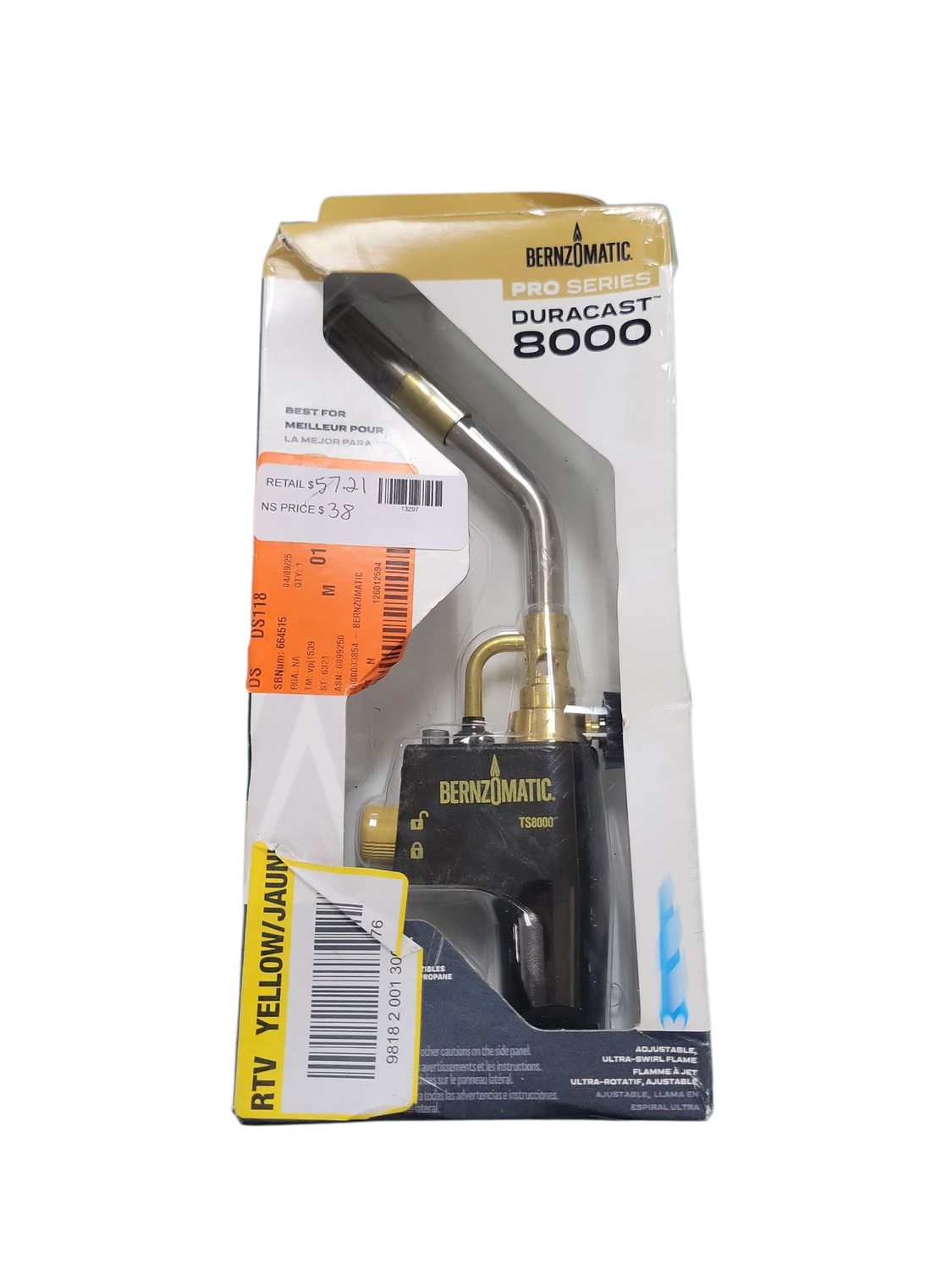 Bernzomatic DuraCast 8000 Torch Compatible with MAP-Pro Gas and Propane Gas TS8000T