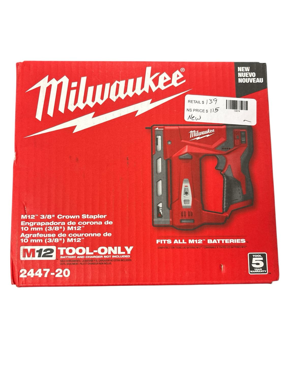 Milwaukee M12 12-Volt Lithium-Ion Cordless 3/8 in. Crown Stapler (Tool-Only) 2447-20 .