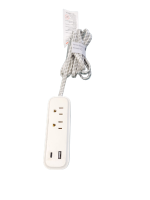 HDX 2 Outlet 6 ft. braided cord power strip with 1A1C USB YL-36C