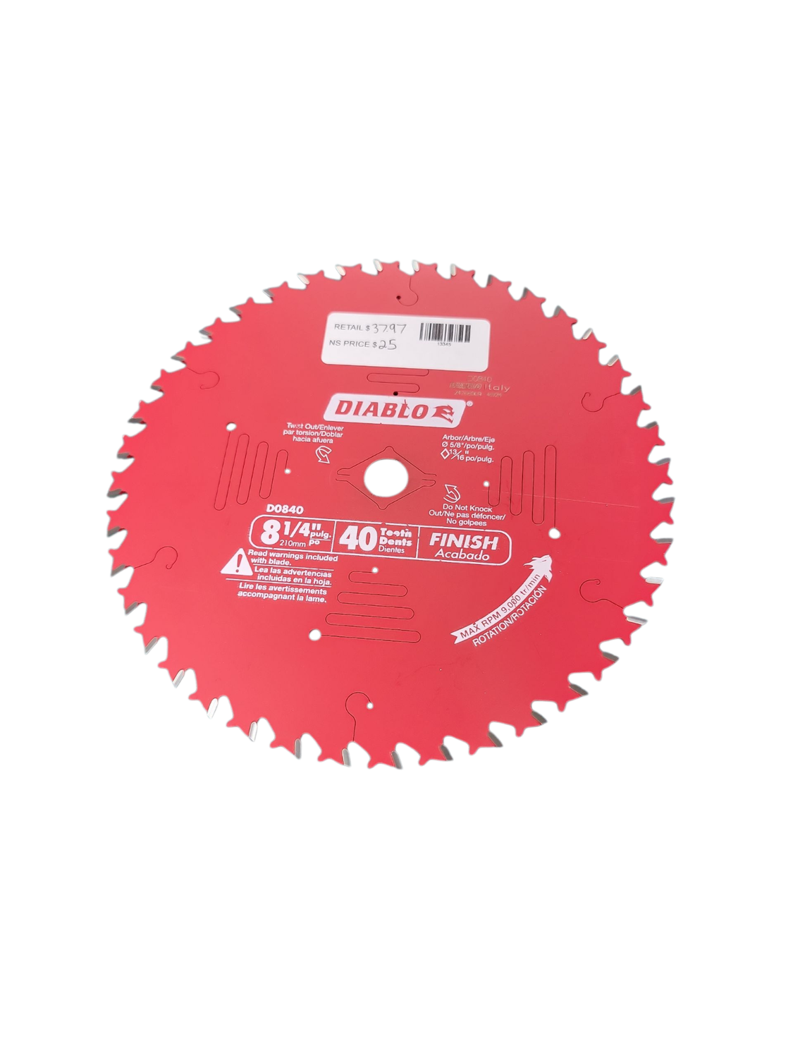 DIABLO 8-1/4in. x 40-Teeth Finishing Circular Saw Blade for Wood D0840X