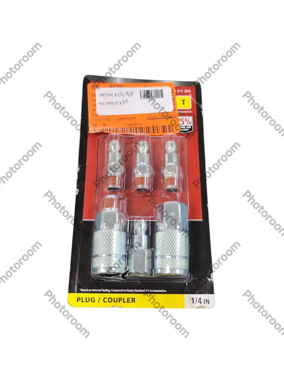 Husky 1/4 in. T-Coupler Plug with Increased Flow (6-Piece) HDA22600 .