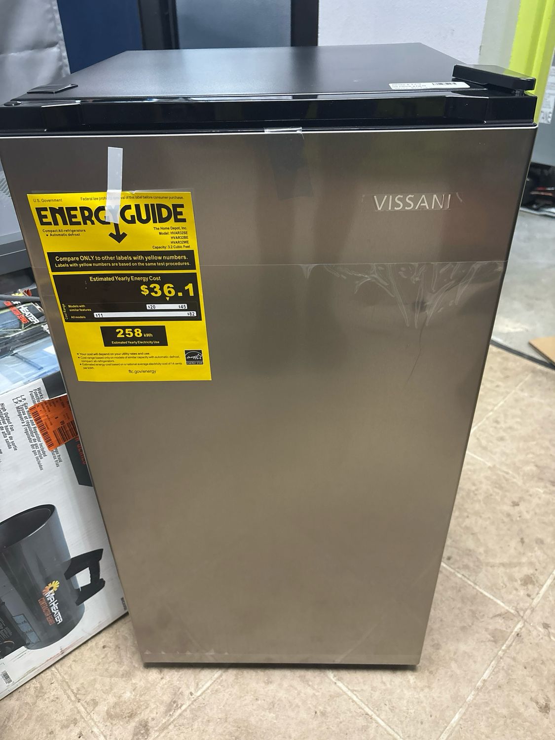 Vissani 3.2 cu. ft. Mini Refrigerator in Stainless Steel, ENERGY STAR HVAR32SE