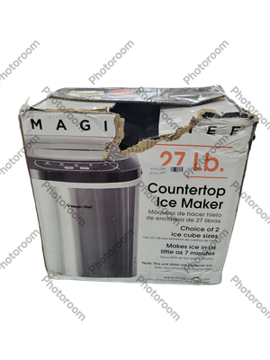 Magic Chef 27 lbs. Portable Countertop Ice Maker with Removable Basket and Ice Scoop - Stainless Steel HNIM27ST