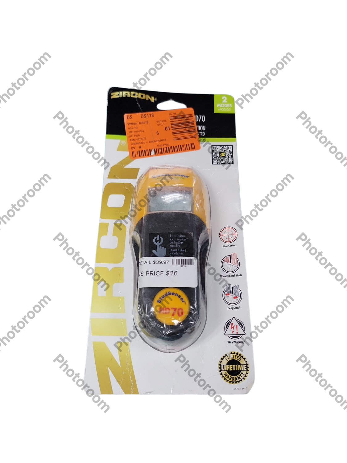 Zircon StudSensor HD70 Stud Finder 66229 .