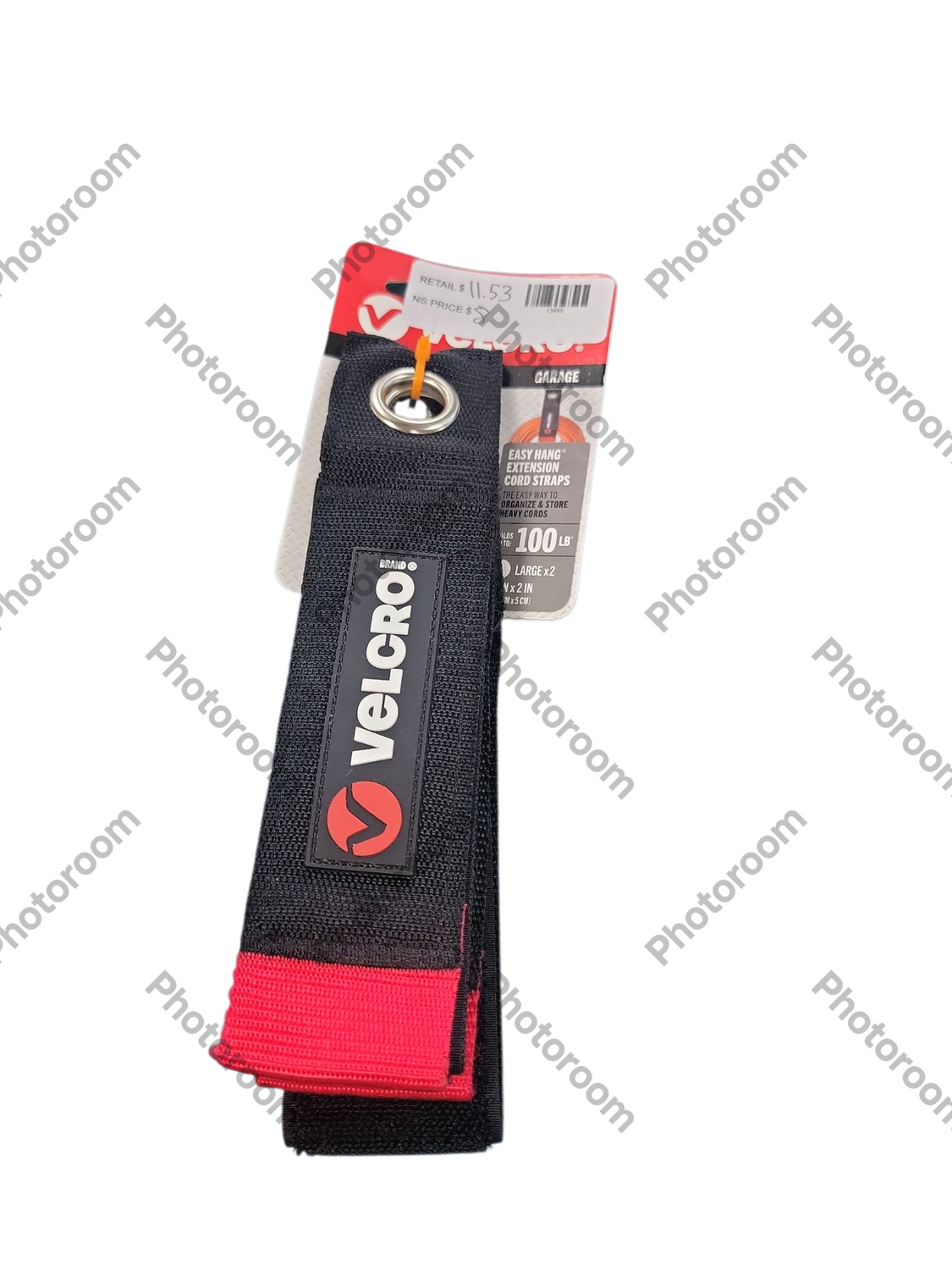 VELCRO 18 in. x 2 in. Easy Hang Extension Cord Strap, Bundling Strap with Grommet Hook and Loop (2-Pack) VEL-30749-USA