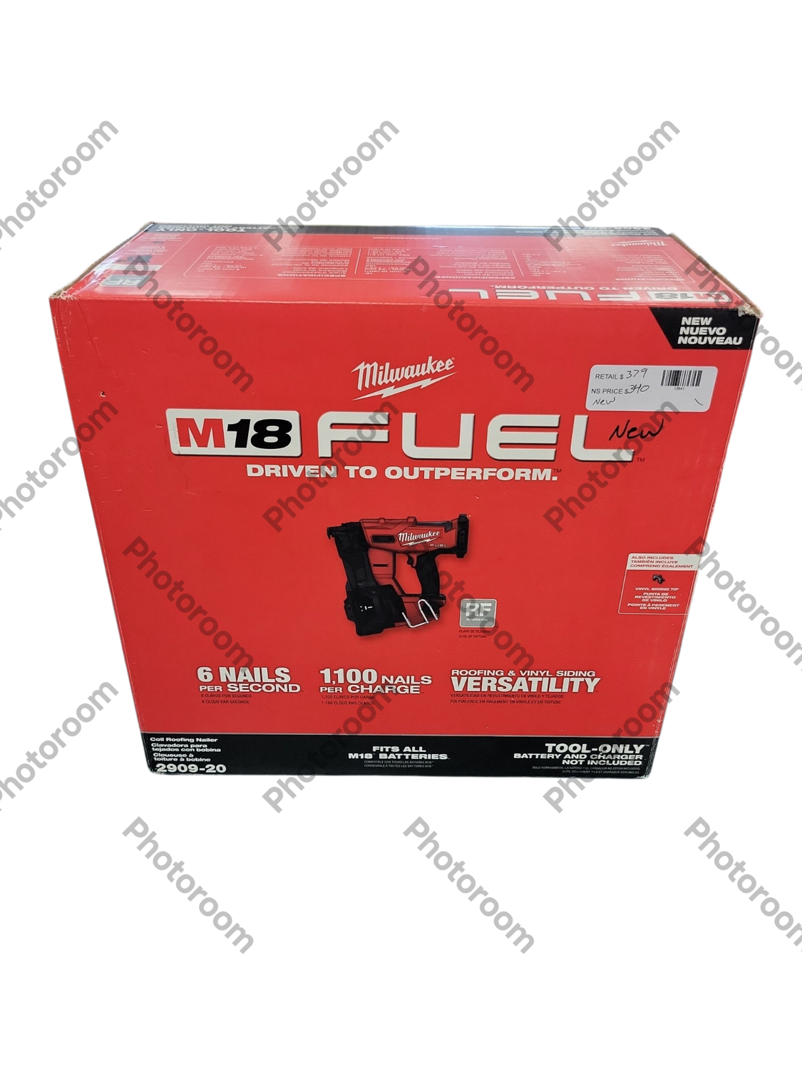 Milwaukee M18 FUEL 18-Volt Lithium-Ion Brushless Cordless Coil Roofing Nailer (Tool Only) 2909-20