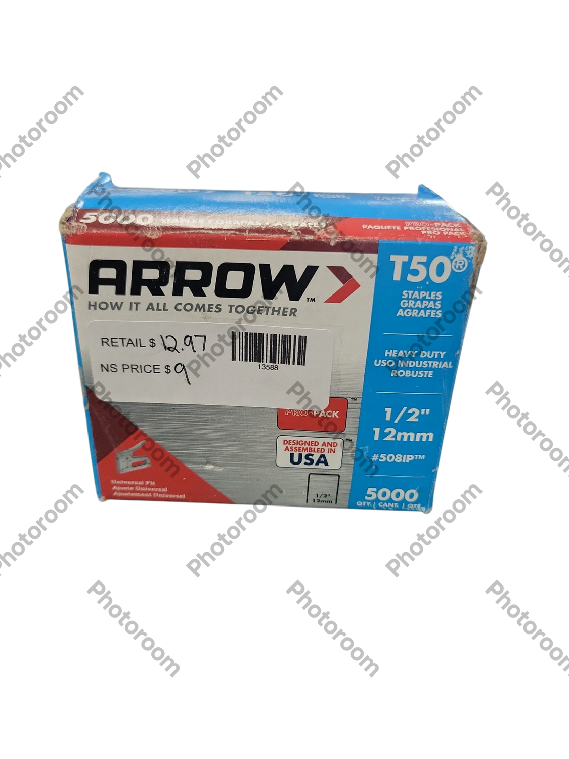 Arrow T50 1/2 in. Leg x 3/8 in. 508IP Galvanized, Medium Crown, Chisel Point, 20-Gauge Heavy-Duty Steel Staples (5,000-Pack) 508IP .
