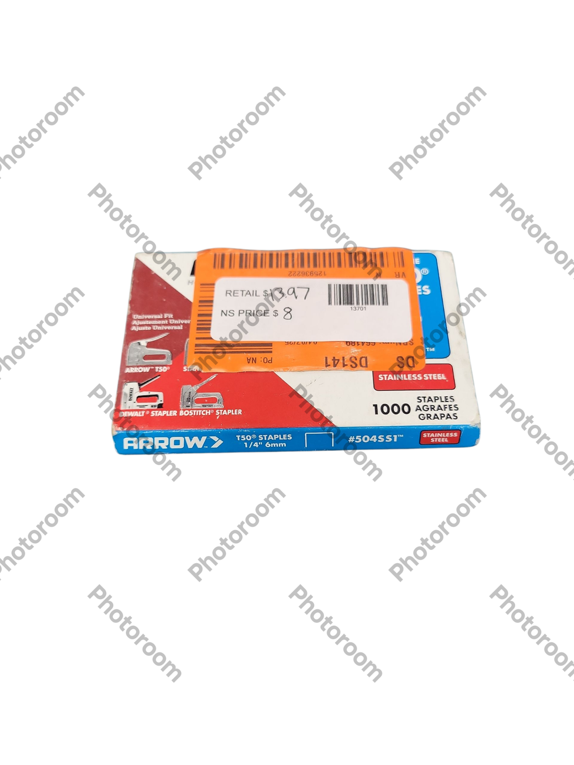 Arrow T50 1/4 in. Leg x 3/8 in. 504SS1 Medium Crown, 20-Gauge, Heavy-Duty, Stainless Steel Staples (1,000-Pack) 504SS1