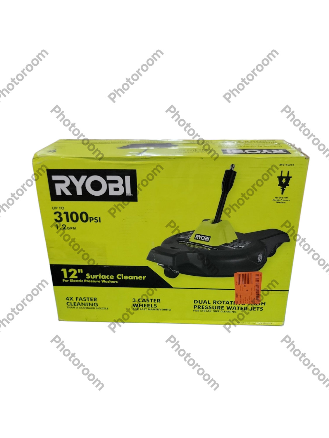 RYOBI 12 in. 3100 PSI Electric Pressure Washer Surface Cleaner with Caster Wheels RY31SC312  .