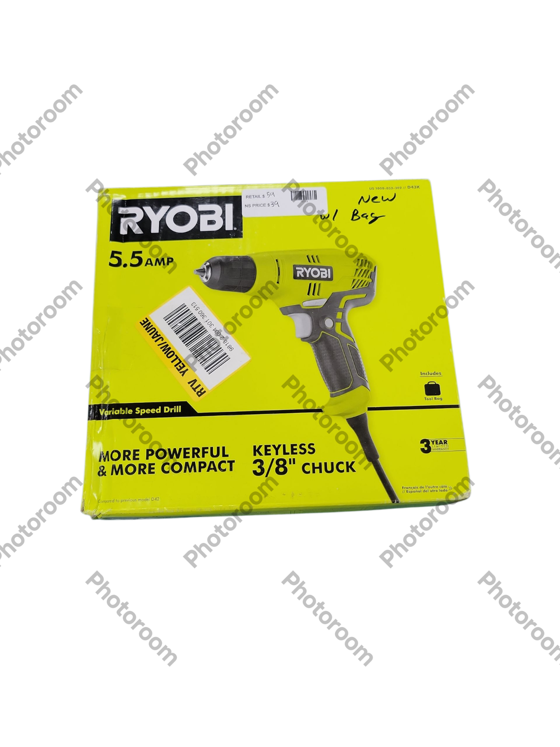 RYOBI 5.5 Amp Corded 3/8 in. Variable Speed Compact Drill/Driver with Bag D43K