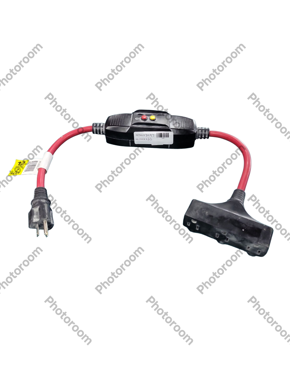 Husky 2 ft. 12/3 15 Amp In-Line GFCI with Power Block, Red 04-00105 .