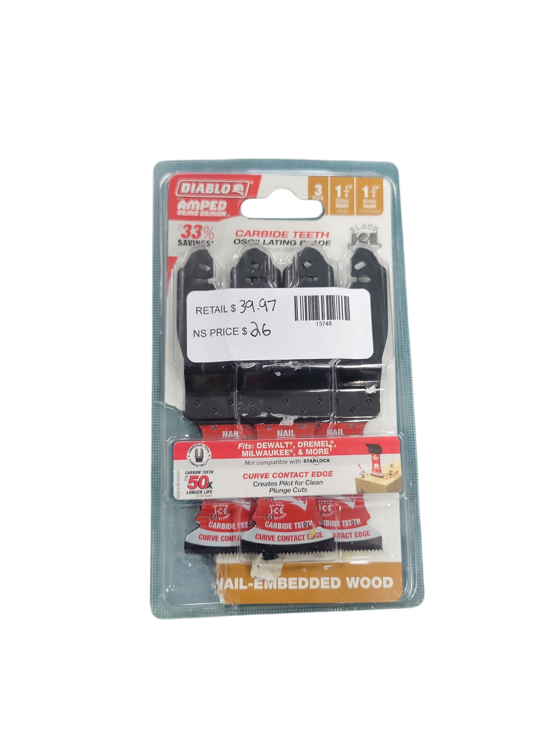 DIABLO 1-1/4 in. Universal Fit Carbide Oscillating Blades for Nail-Embedded Wood (3-Pack) DOU125CW3