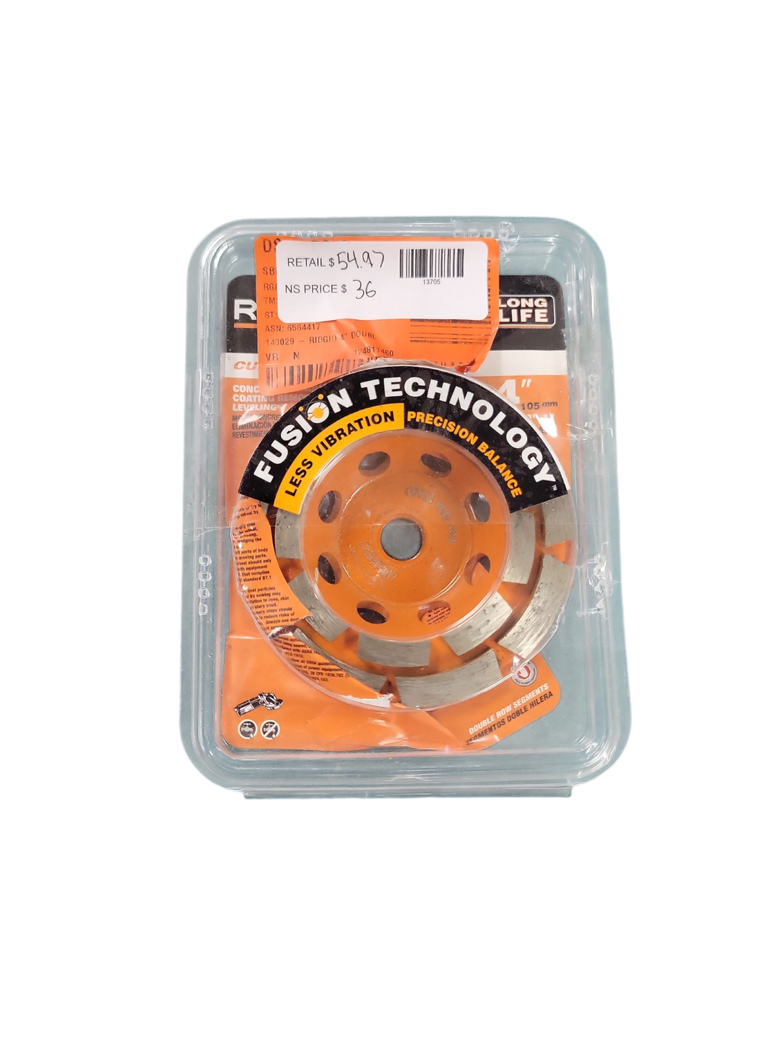 RIDGID 4 in. Diamond Double Row Cup Wheel HD-AWD40 .