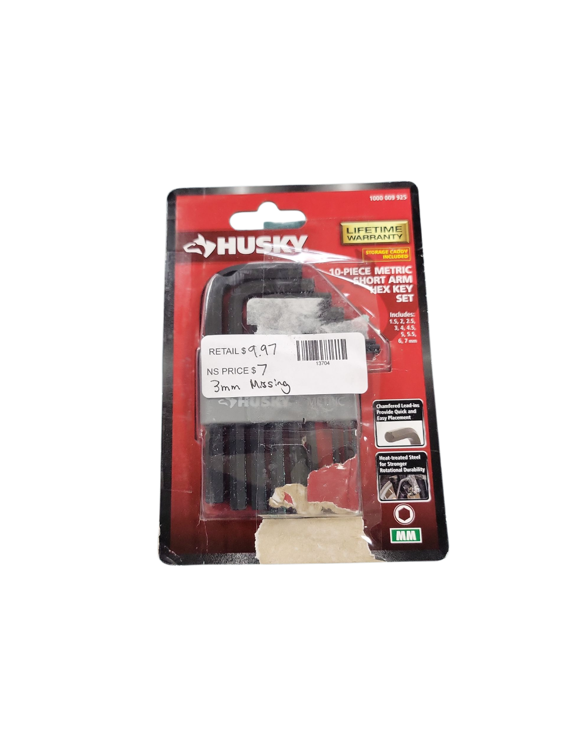Husky Short Arm Hex Key Set, Metric (10-Piece) HSAHKM10PCN-06   .