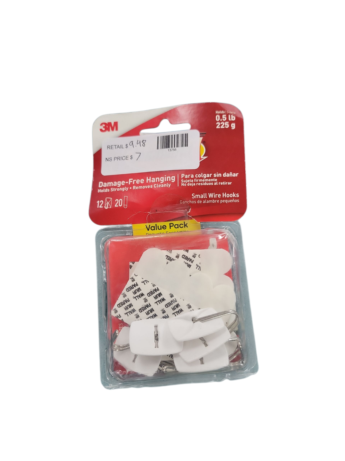 Command 1/2 lb. Small White Wire Hook Value Pack (12 Hooks, 20 Strips) 17067-12ES .
