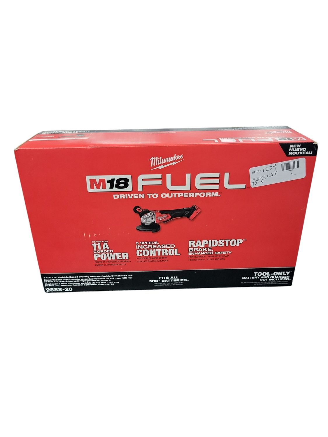 Milwaukee M18 FUEL 18V Lithium-Ion Brushless Cordless 4-1/2 in./5 in. Grinder with Variable Speed &amp; Paddle Switch (Tool-Only) 2888-20
