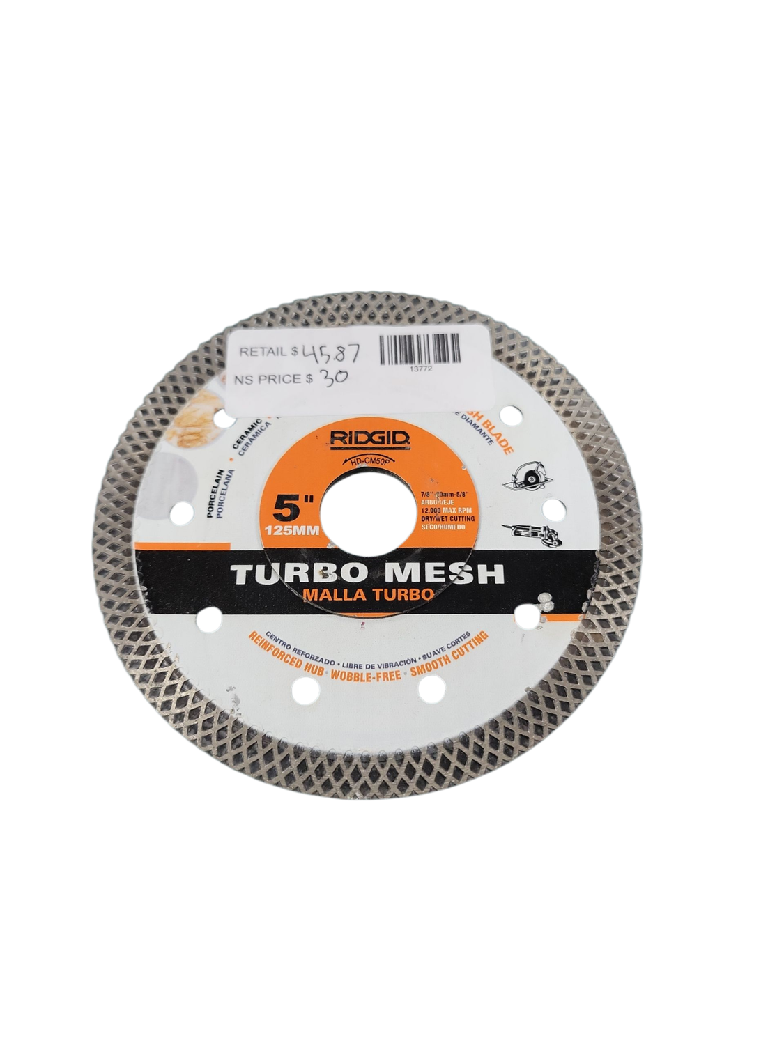 RIDGID 5 in. Turbo Mesh Rim Diamond Blade HD-CM50P  .