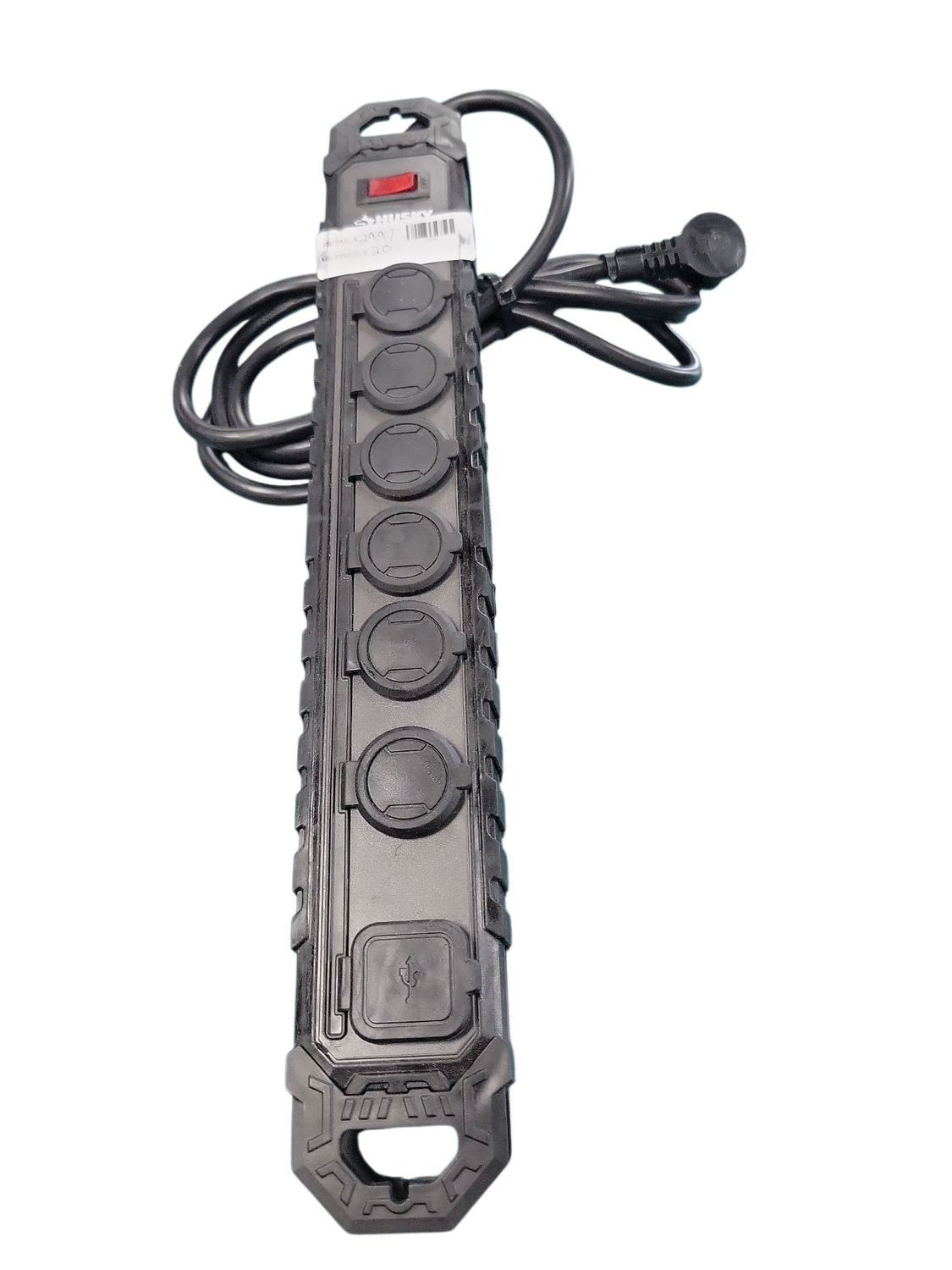 Husky 8 ft. 14/3 Heavy Duty 6-Outlet 2100 Joule Surge Protector, Black YLPT-154