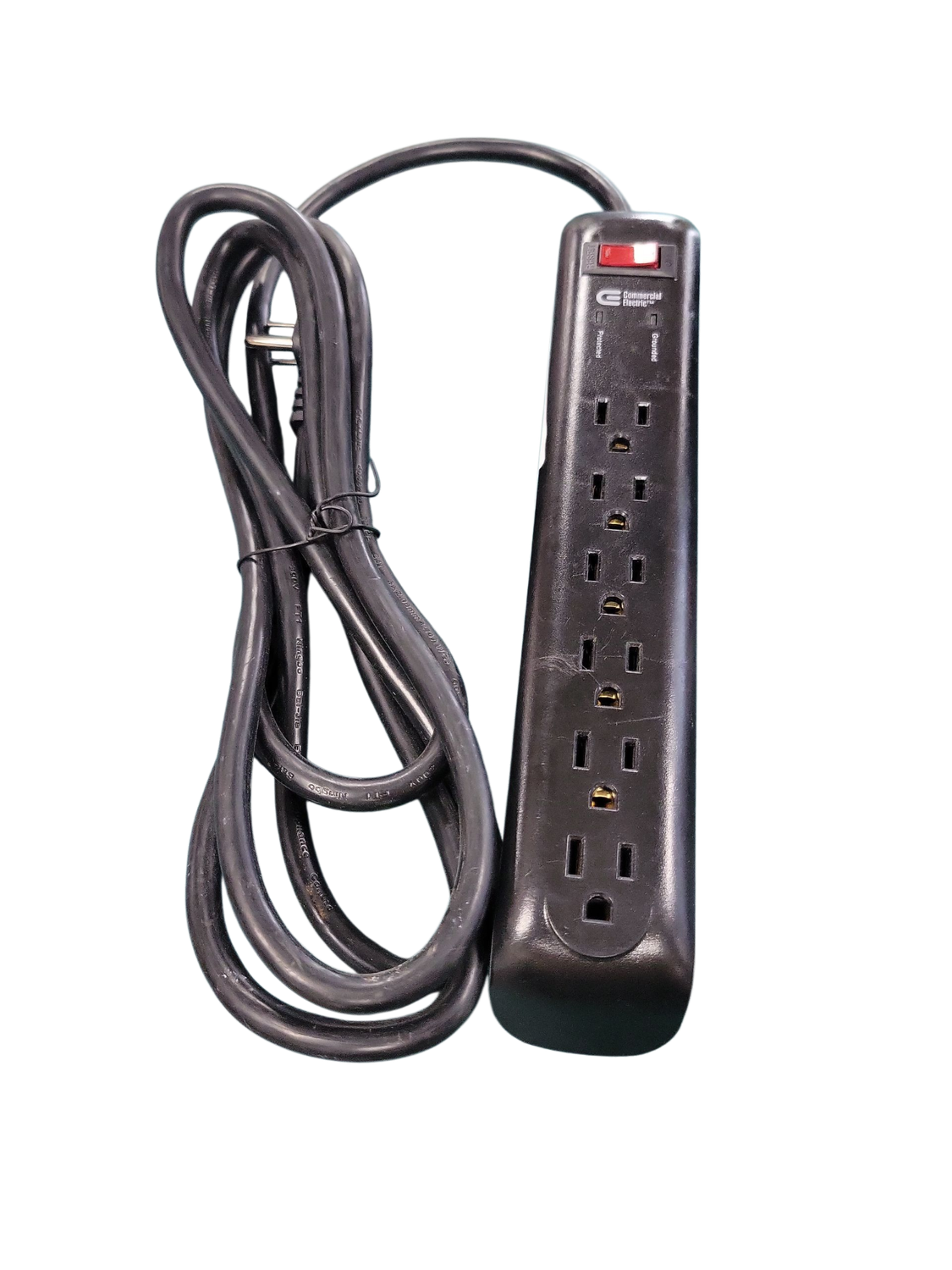 Commercial Electric 8 ft. 6-Outlet Surge Protector with 45 Degree Flat Angle Plug, Black YLPT-43B