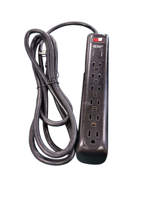 Commercial Electric 8 ft. 6-Outlet Surge Protector with 45 Degree Flat Angle Plug, Black YLPT-43B