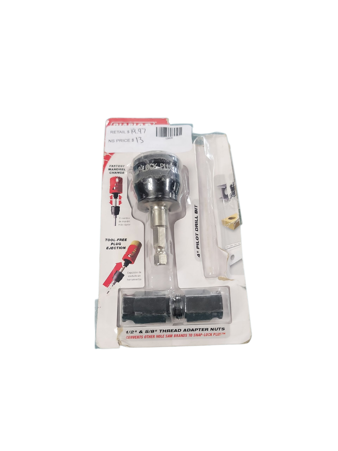 DIABLO 3/8 in. SnapLock Plus Hole Saw Arbor Mandrel System with Fast Plug Ejection DHSAR375 .