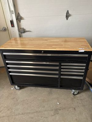 Husky Modular Tool Storage 52 in. W x 20 in. D Standard Duty Black Mobile Workbench Cabinet H52MWC10MOD   .