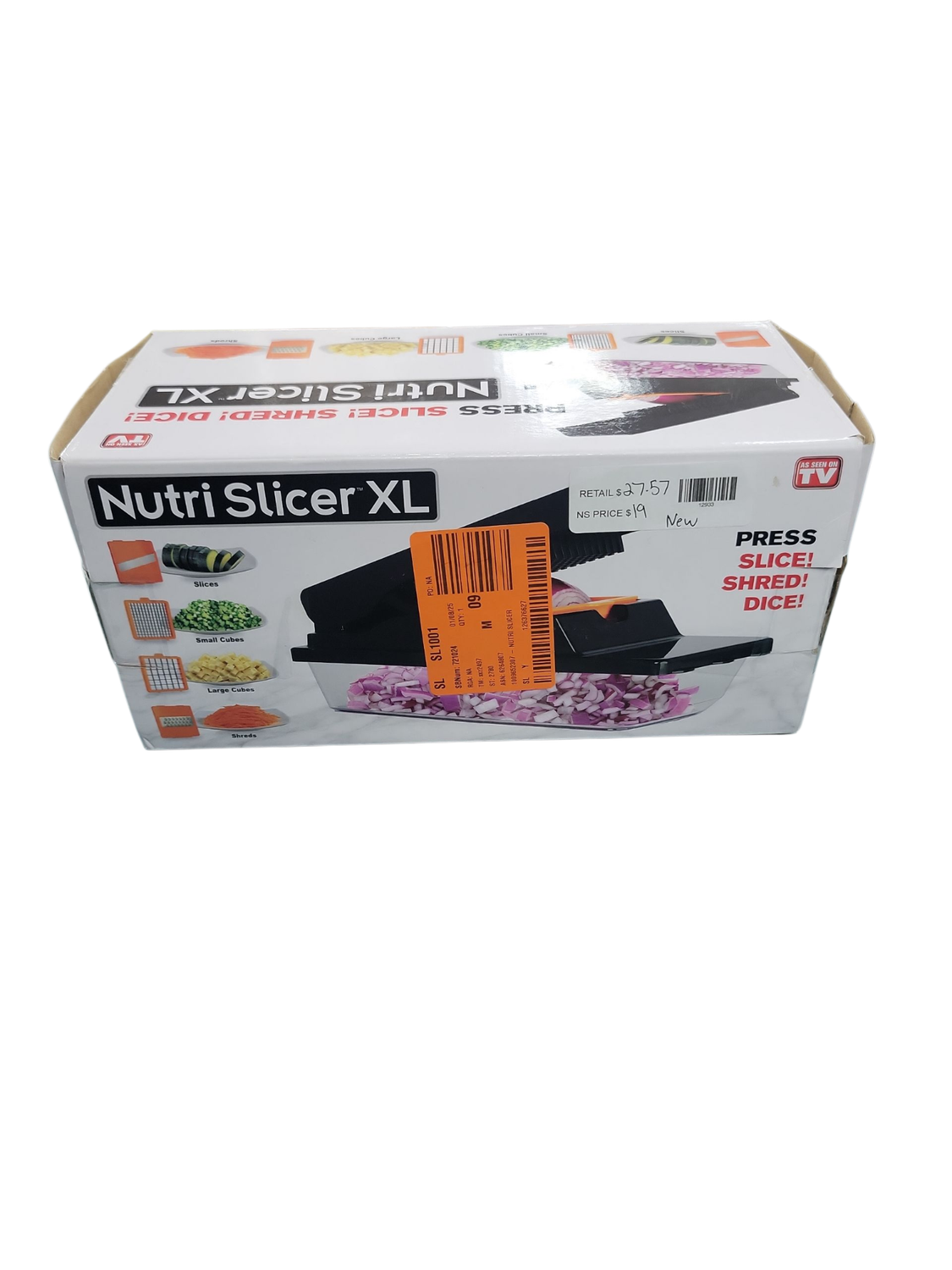 As Seen on TV Nutri Slicer XL 4-in-1 Portable Easy Storage Handheld Kitchen Slicer with Storage Container 7336