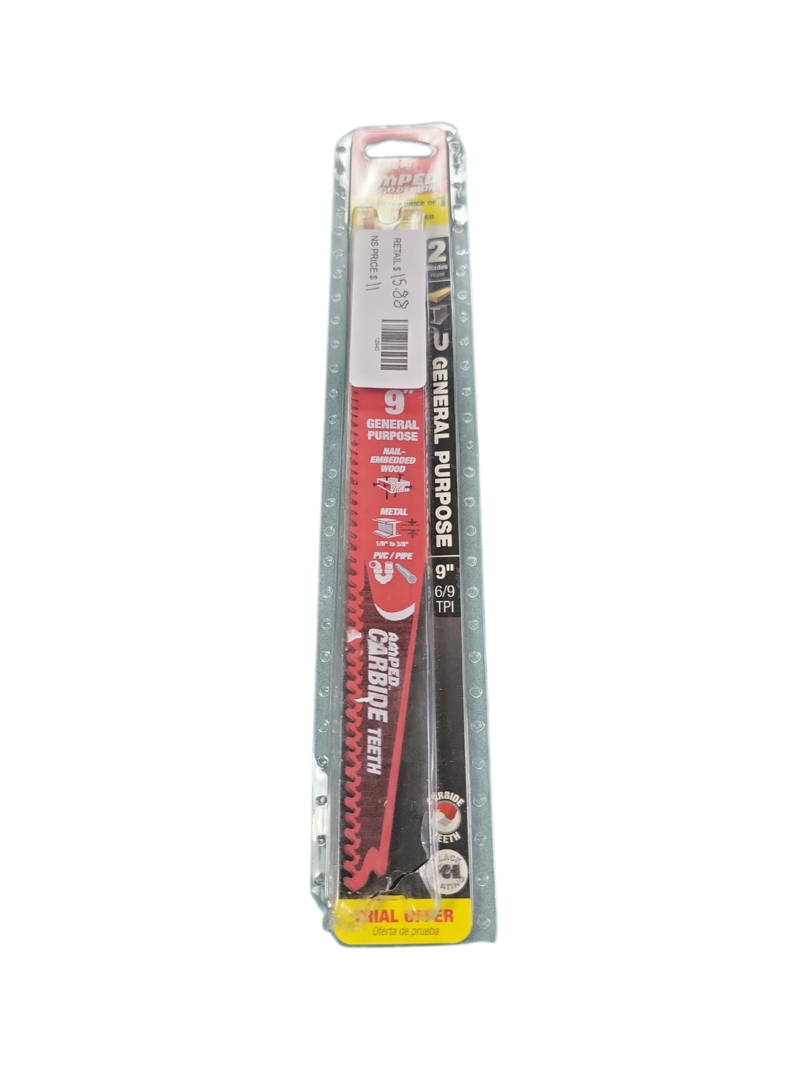 DIABLO 9 in. 6/9 TPI AMPED Demo Demon Carbide Teeth Reciprocating Saw Blade for General Purpose Cuts (2-Pack) DS0909CGPAP