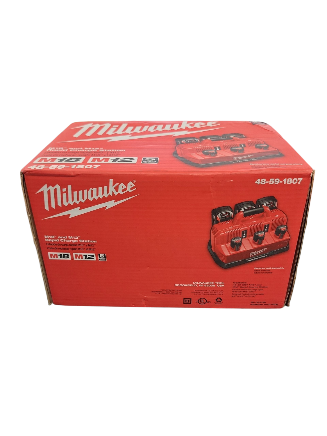 Milwaukee M12 and M18 12-Volt/18-Volt Lithium-Ion Multi-Voltage 6-Port Sequential Rapid Battery Charger (3 M12 and 3 M18 Ports) 48-59-1807