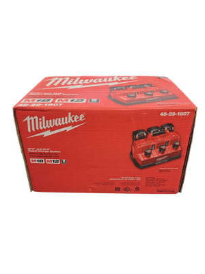 Milwaukee M12 and M18 12-Volt/18-Volt Lithium-Ion Multi-Voltage 6-Port Sequential Rapid Battery Charger (3 M12 and 3 M18 Ports) 48-59-1807