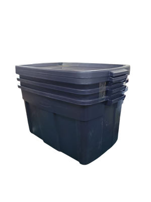 Rubbermaid 31 gal. Storage Tote Box in Dark Indigo Metallic (3-Pack) RMRT310011