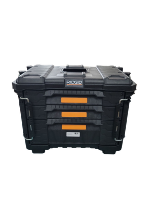 RIDGID Pro Gear System Gen 2.0 14.6 in. W Black Resin XL 3 Drawer Durable Hand Tool Box with Dividers For Internal Organization 255334