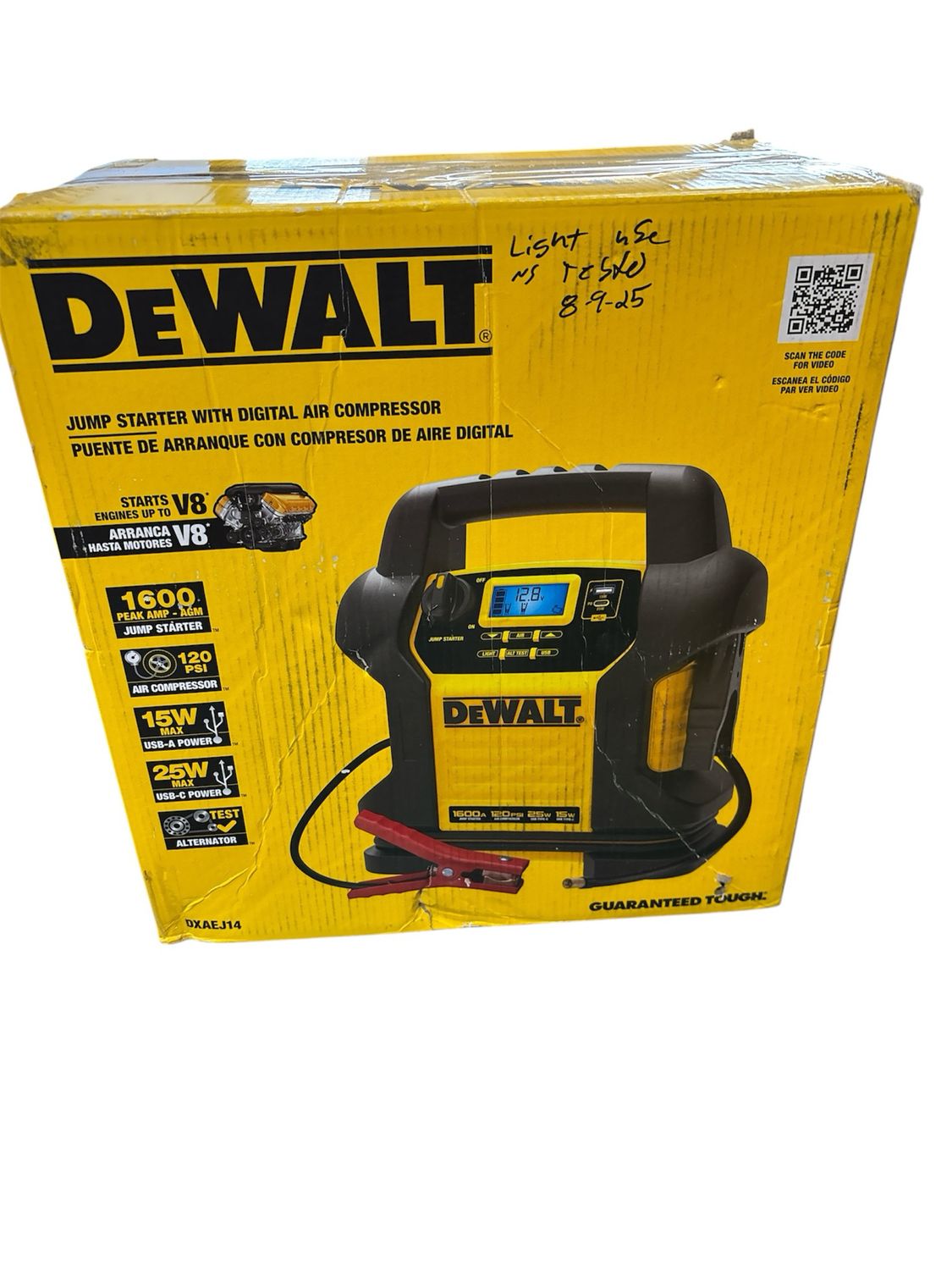 DEWALT 1600 Peak Amp Jump Starter with Digital Compressor and USB Power Bank DXAEJ14 .